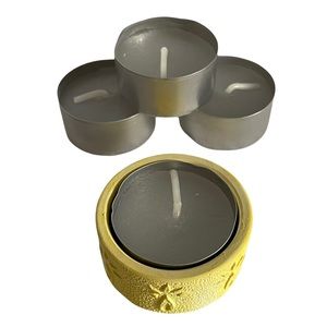 AVON Simple Pleasures Tealight Holder and Tealight Candles Yellow Pineapple